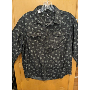 ZAK Los Angeles Shirt Men's SMALL Gray LONG Sleeve Cotton‎ Casual Thunderbolt